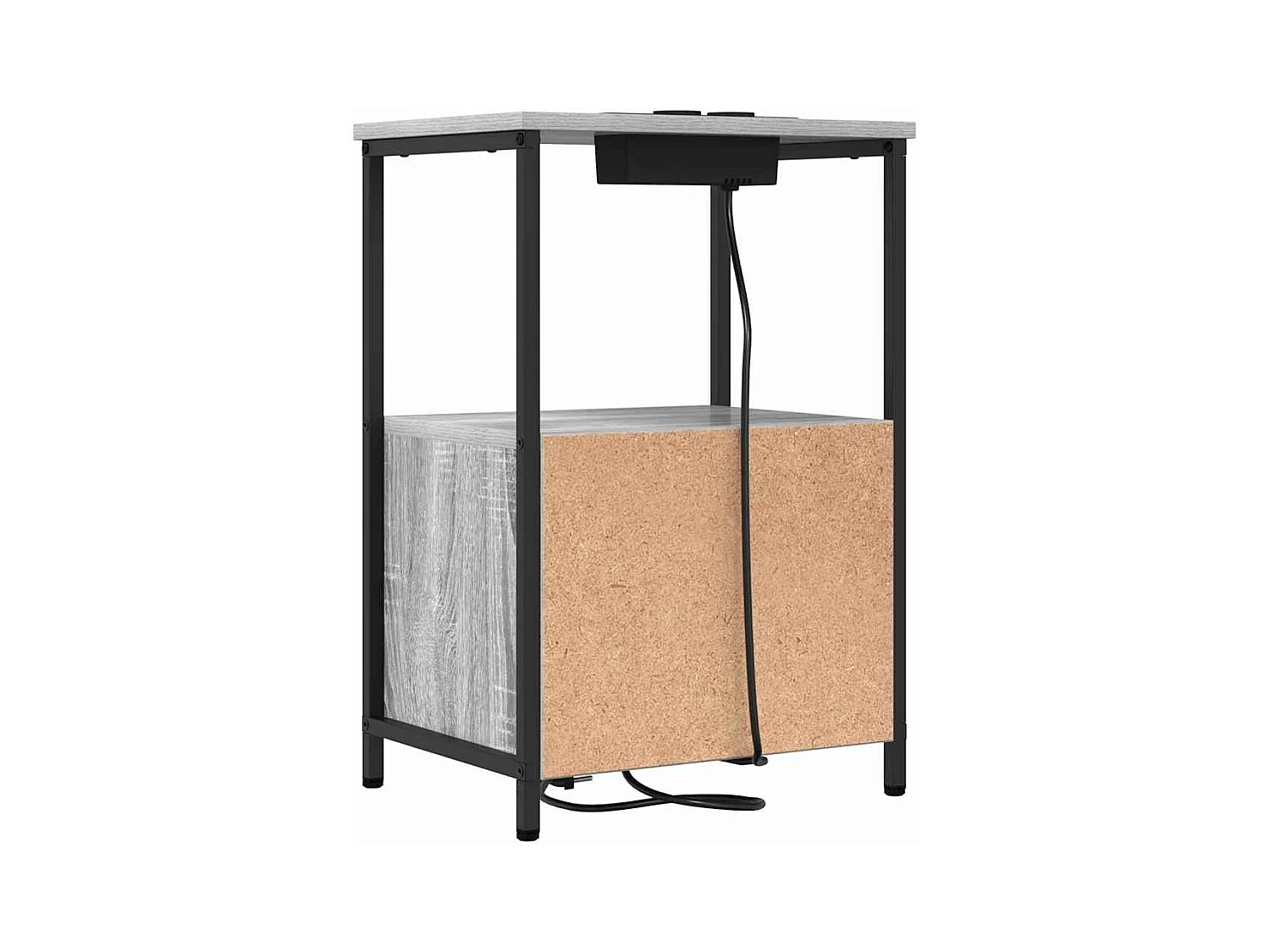 Mesita de noche de dos piezas en gris Sonoma con estación de carga