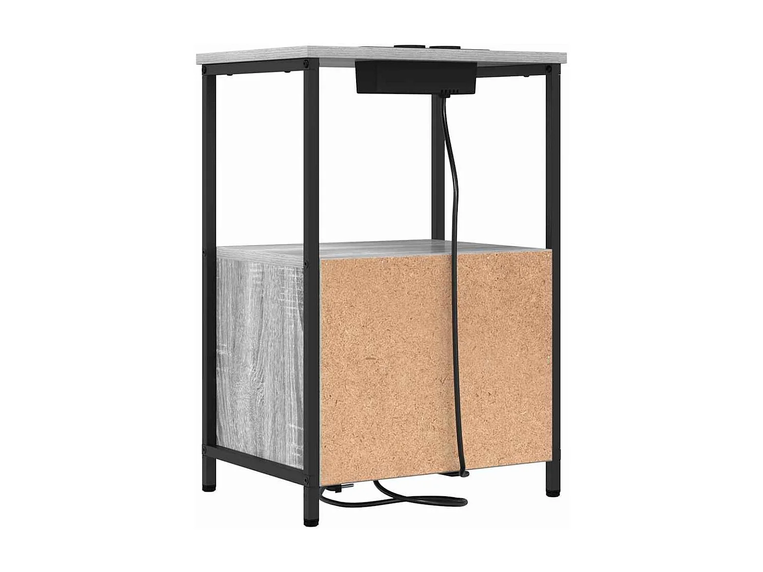 Table de nuit avec station de chargement 2 pcs Sonoma gris