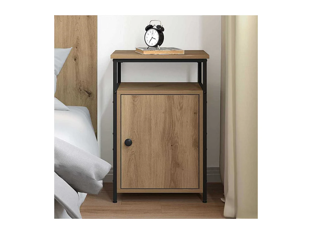 Mesilla de noche de roble artesanal de madera de ingeniería