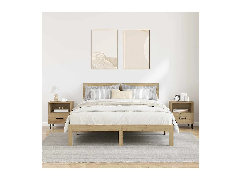 Nachtkastje 2 stuks handgemaakt eiken 40 x 35 x 47,5 cm