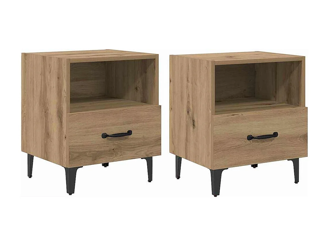 Cabinet de chevet 2 pcs chêne artisanal 40 x 35 x 47.5 cm