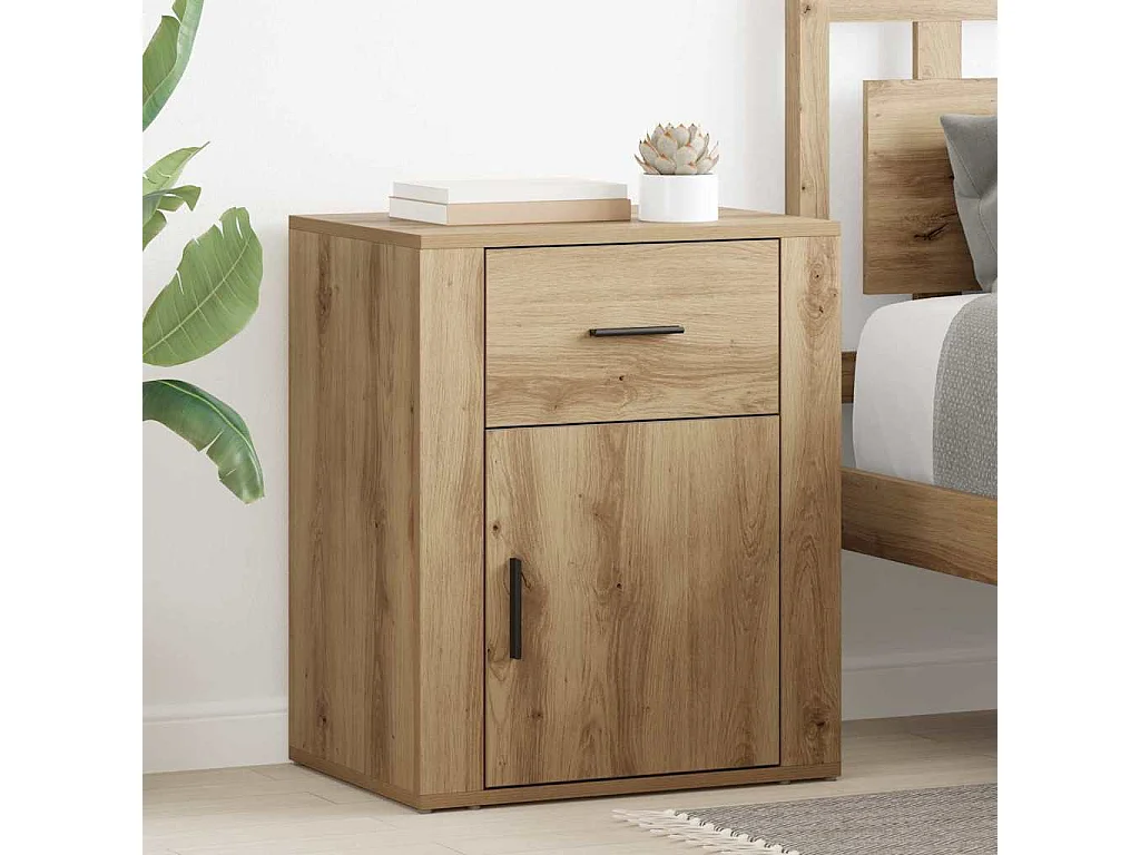 Cabinet de chevet avec tiroir chêne artisanal 50 x 36 x 60 cm