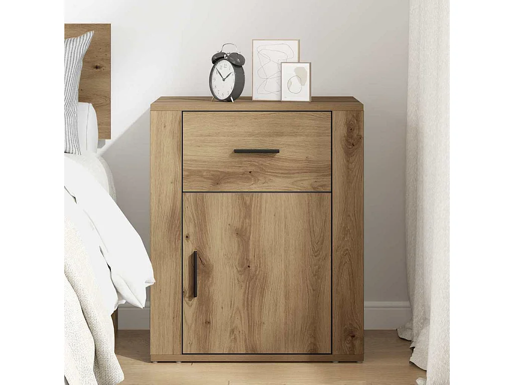 Cabinet de chevet avec tiroir chêne artisanal 50 x 36 x 60 cm