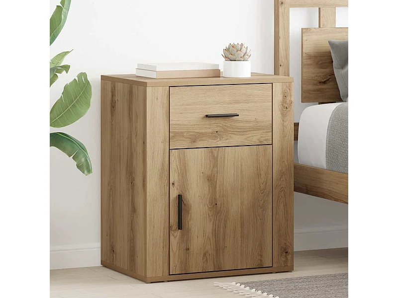 Cabinet de chevet avec tiroir chêne artisanal 50 x 36 x 60 cm