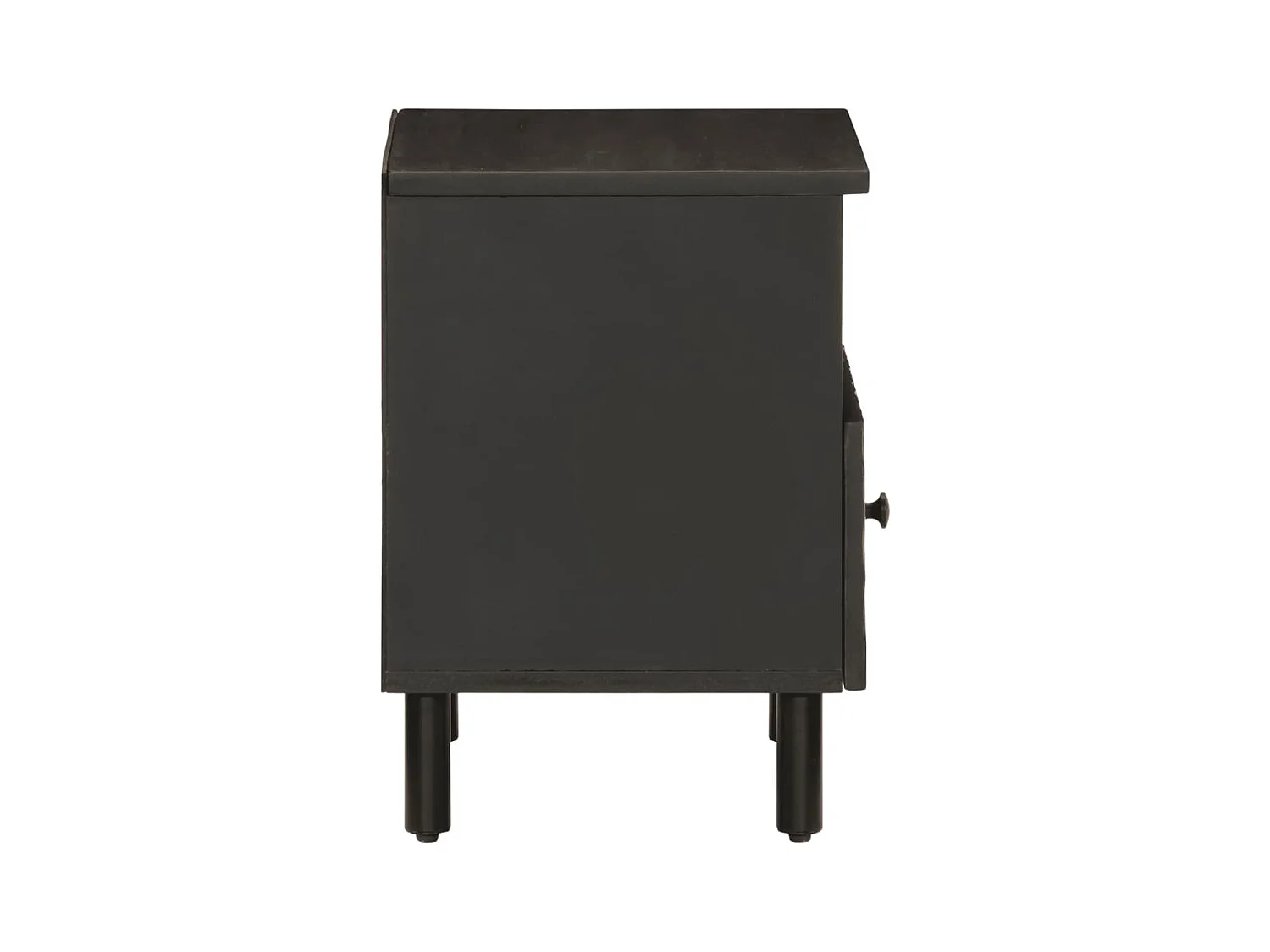 Comodino nero 40x33x46 cm in legno massello di mango