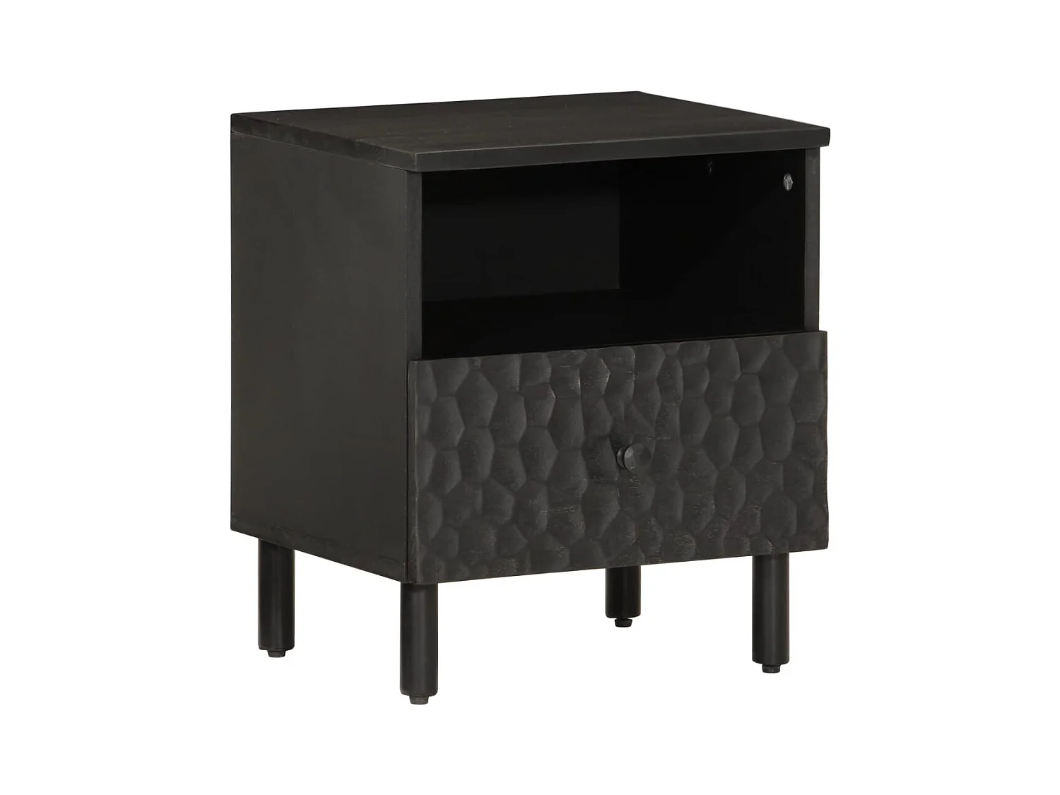 Table de chevet noir 40x33x46 cm bois de manguier solide