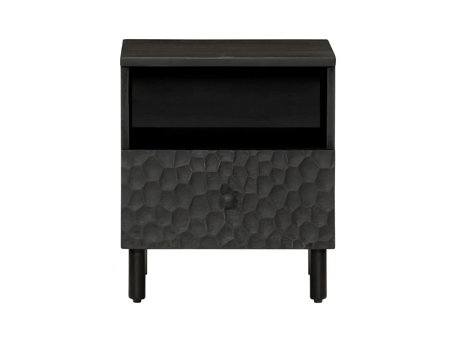 Table de chevet noir 40x33x46 cm bois de manguier solide