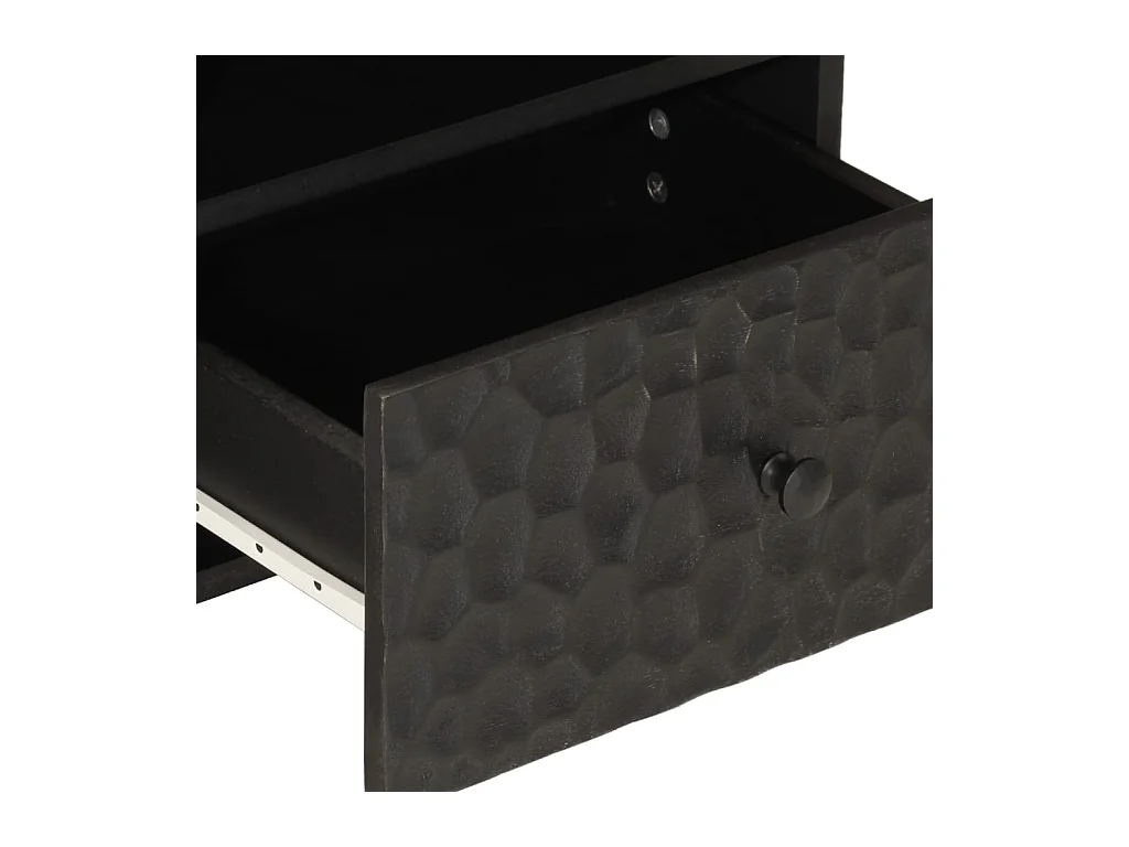 Table de chevet noir 40x33x46 cm bois de manguier solide