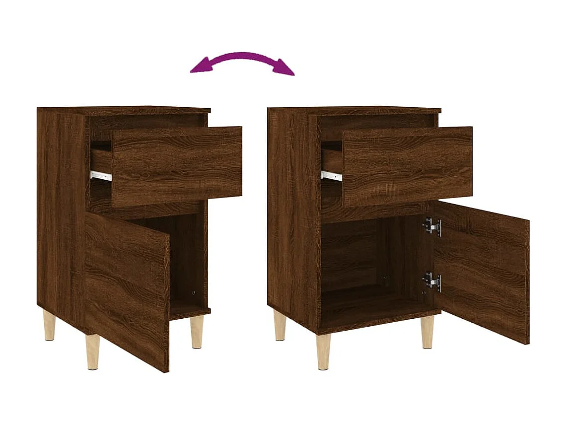 Table de chevet chêne marron 40x35x70 cm