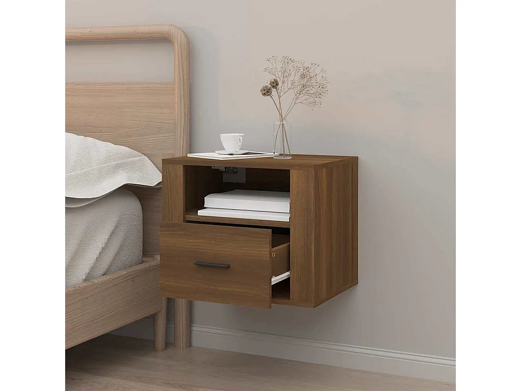 Comodino da parete Rovere marrone 50x36x40 cm