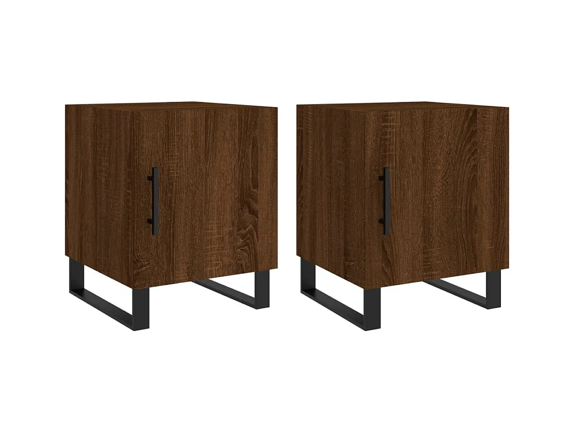 Mesitas de noche 2 piezas roble marrón 40x40x50cm madera de ingeniería