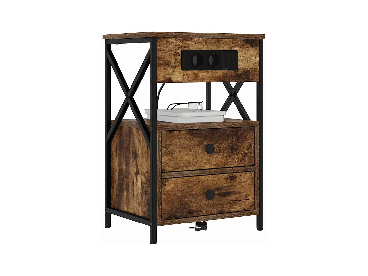 Mesilla de noche con cajón 2 uds Roble ahumado 40 x 31 x 60 cm