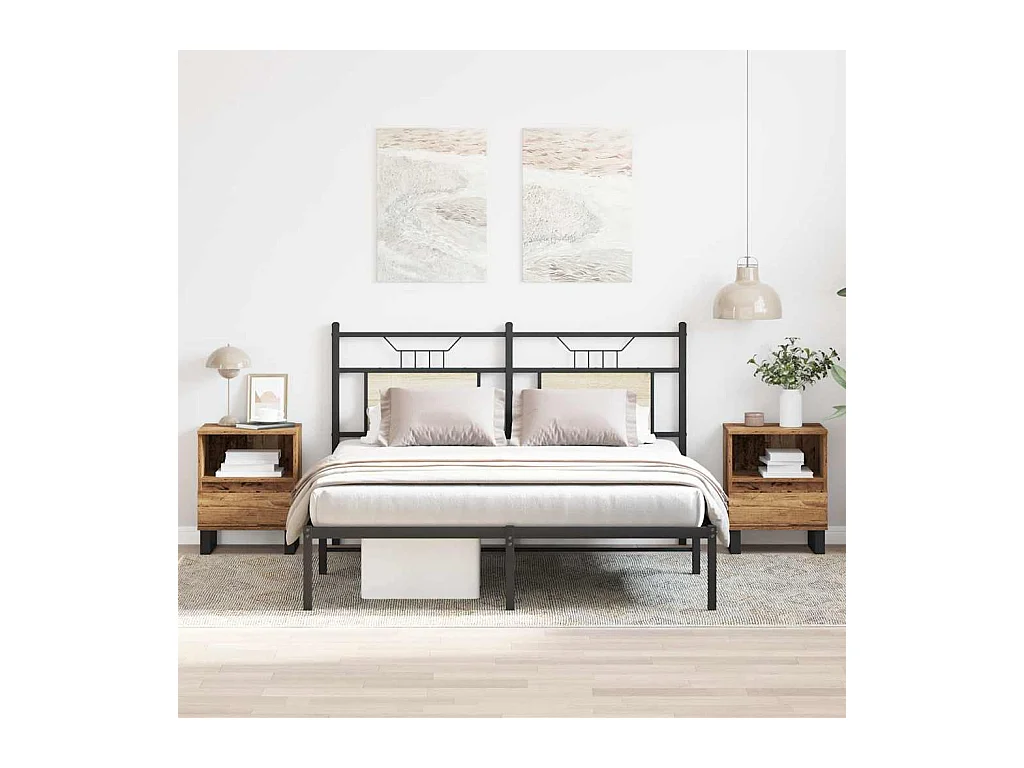 Tables de chevet 2 pcs vieux bois 40x35x50 cm bois d’ingénierie