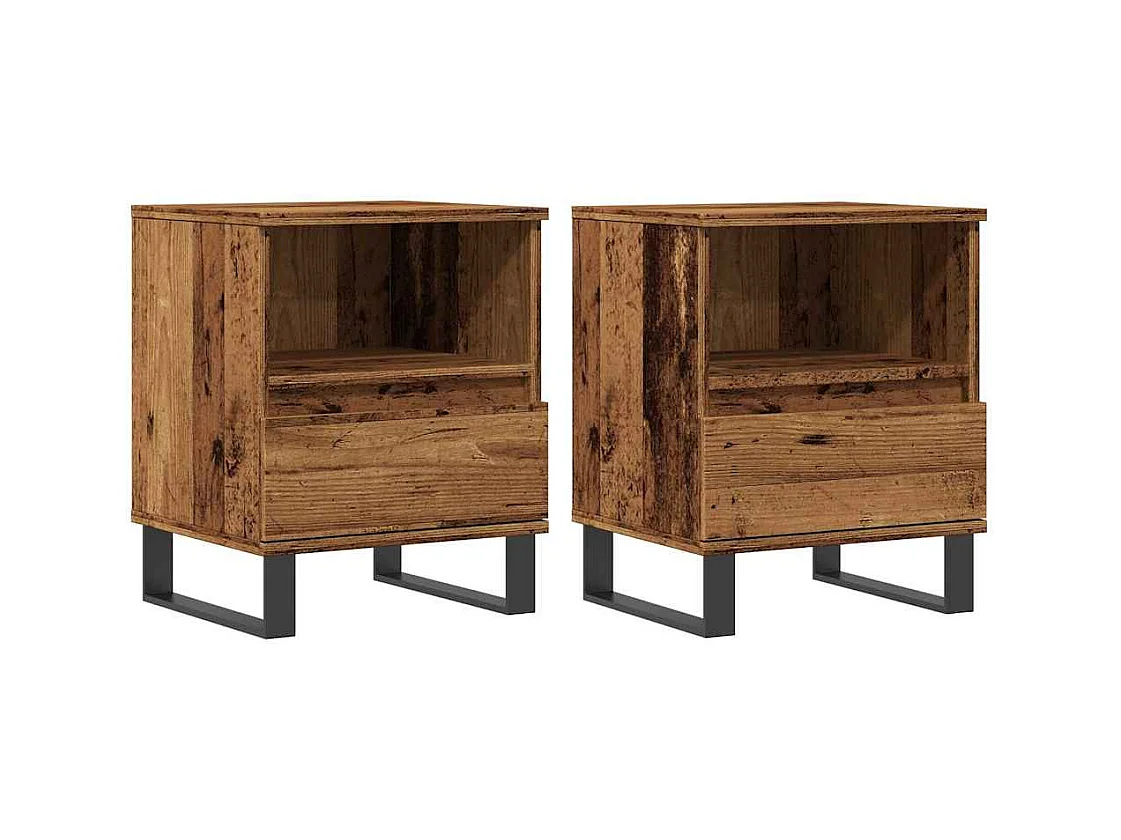 Tables de chevet 2 pcs vieux bois 40x35x50 cm bois d’ingénierie