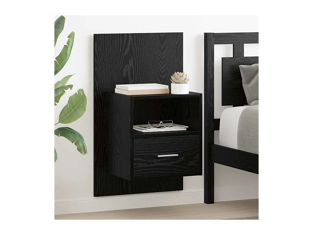 Armoire de lit avec tiroir 2 pcs Chêne noir 48,5 x 32,5 x 80 cm