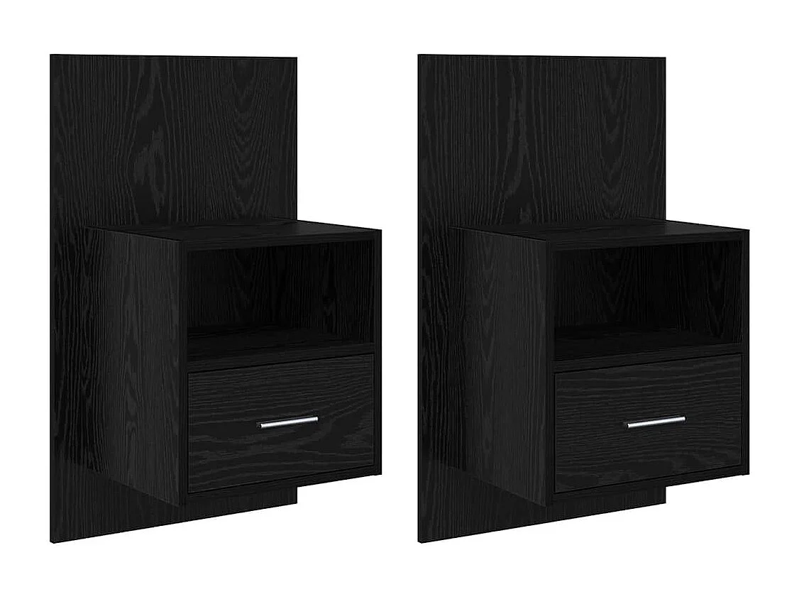 Armoire de lit avec tiroir 2 pcs Chêne noir 48,5 x 32,5 x 80 cm