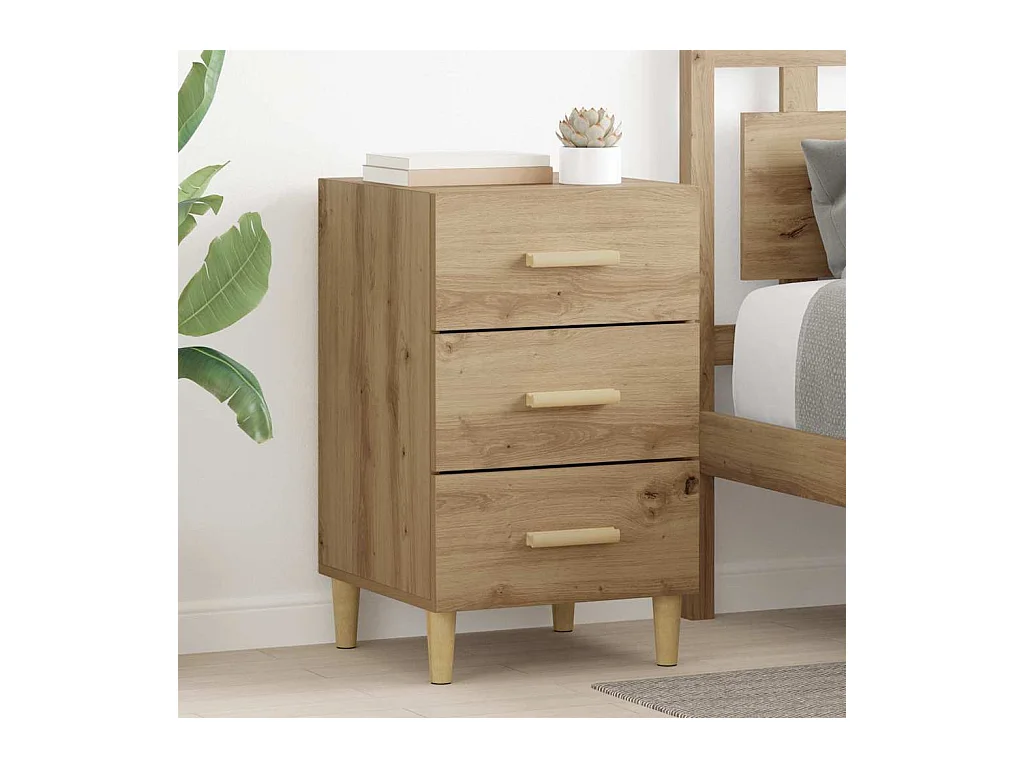 Comodino con cassetto, rovere lavorato a mano, 40 x 40 x 66 cm