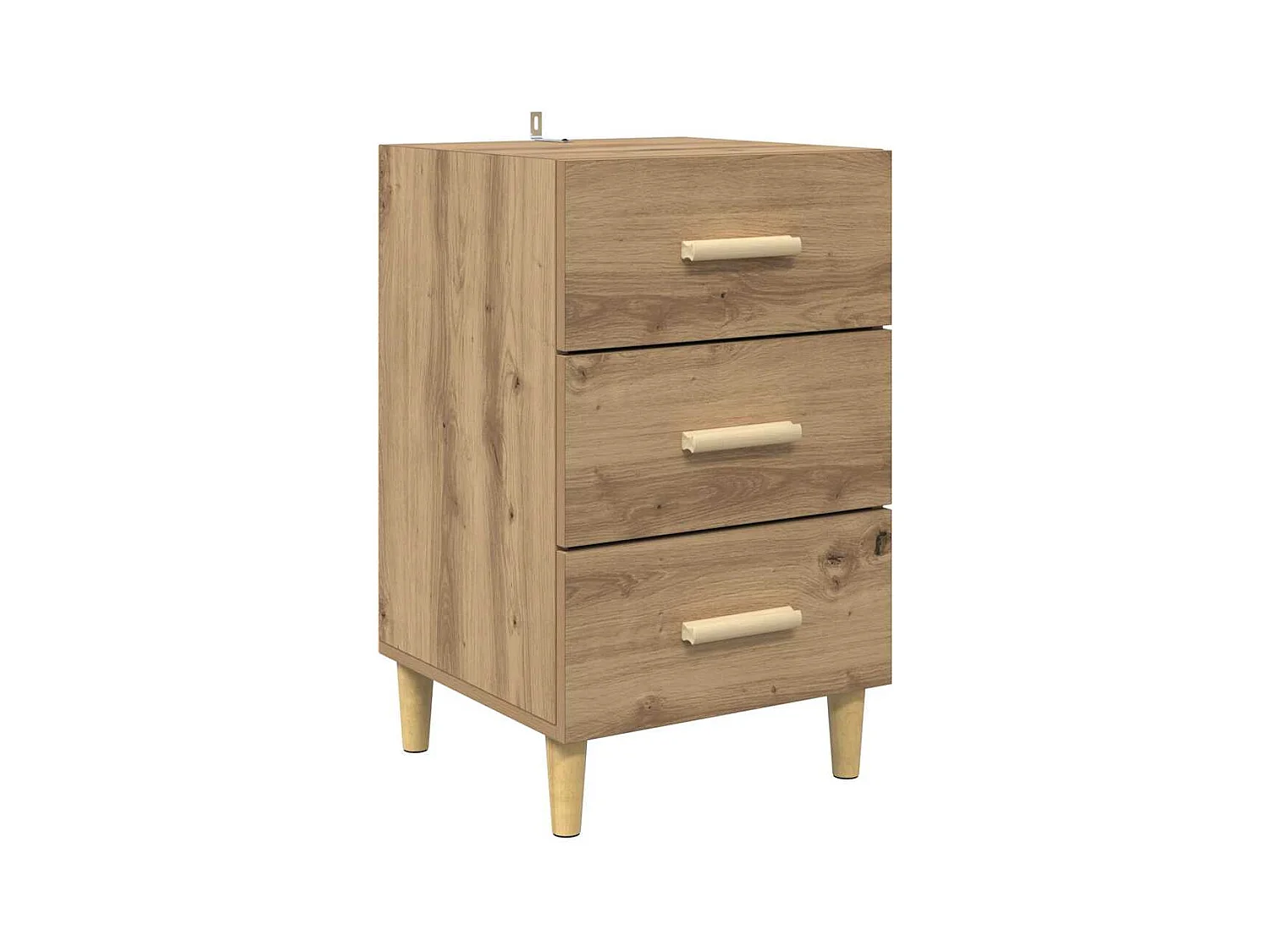 Comodino con cassetto, rovere lavorato a mano, 40 x 40 x 66 cm