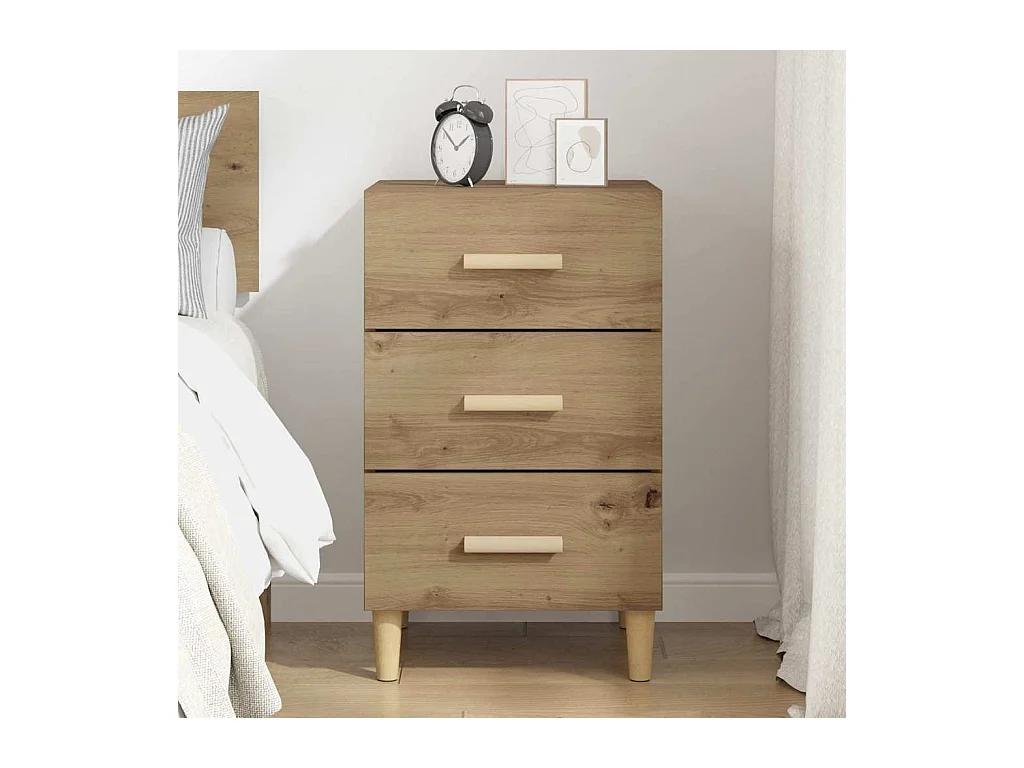 Comodino con cassetto, rovere lavorato a mano, 40 x 40 x 66 cm