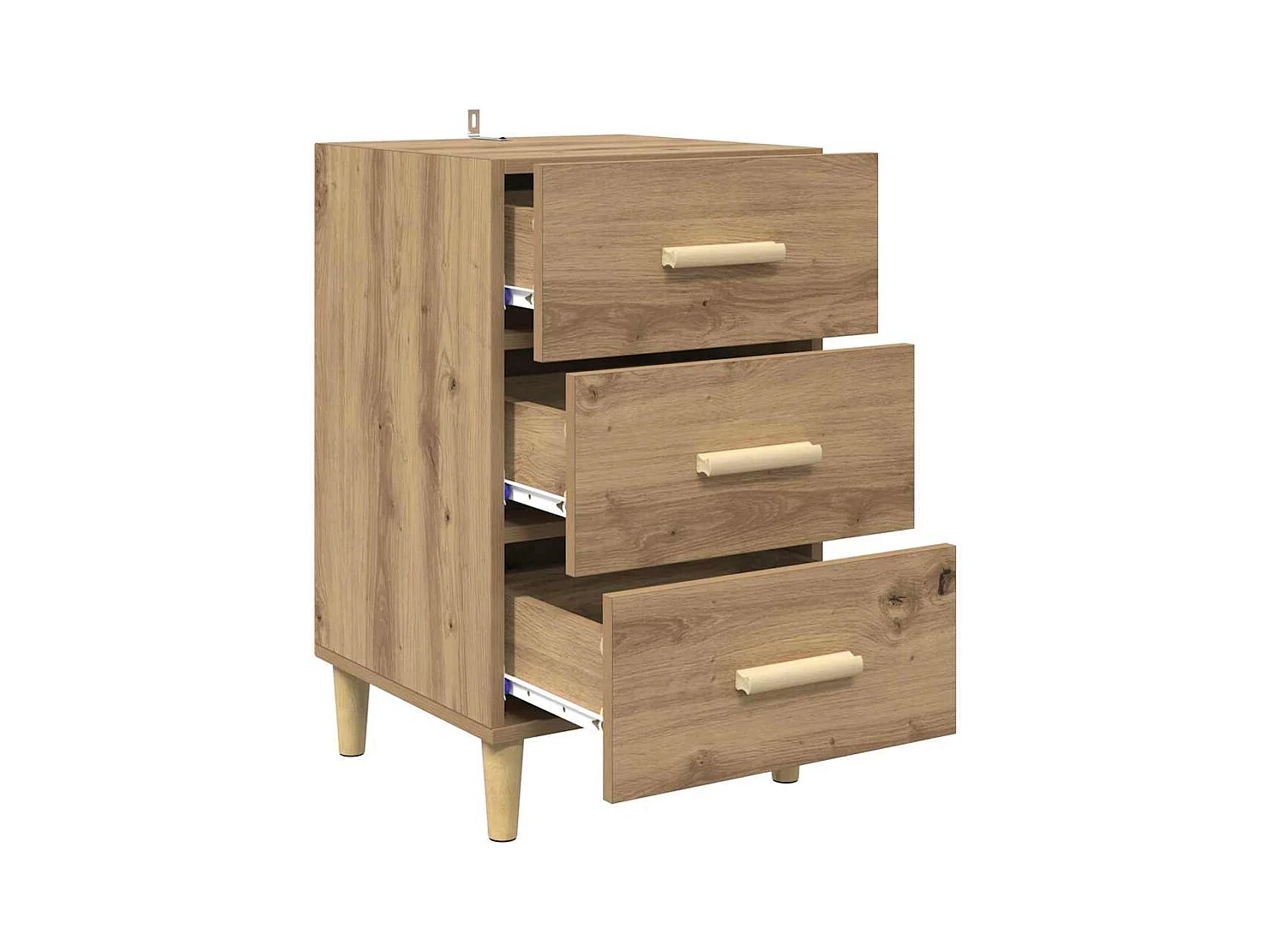 Comodino con cassetto, rovere lavorato a mano, 40 x 40 x 66 cm