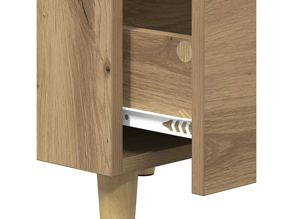 Comodino con cassetto, rovere lavorato a mano, 40 x 40 x 66 cm