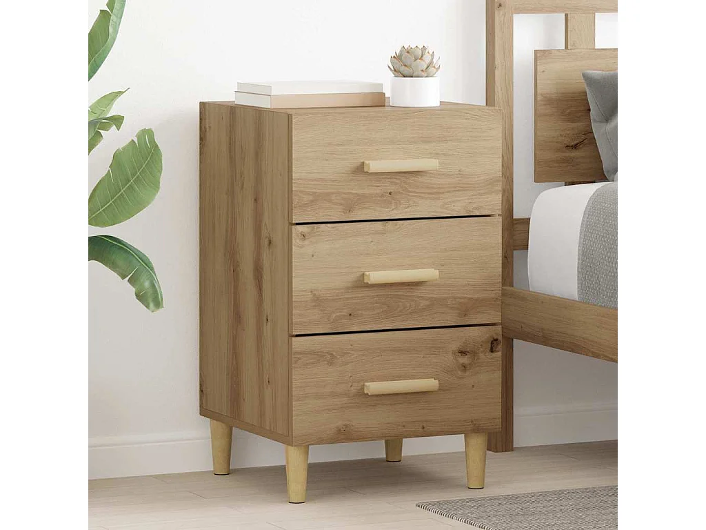 Cabinet de chevet avec tiroir chêne artisanal 40 x 40 x 66 cm