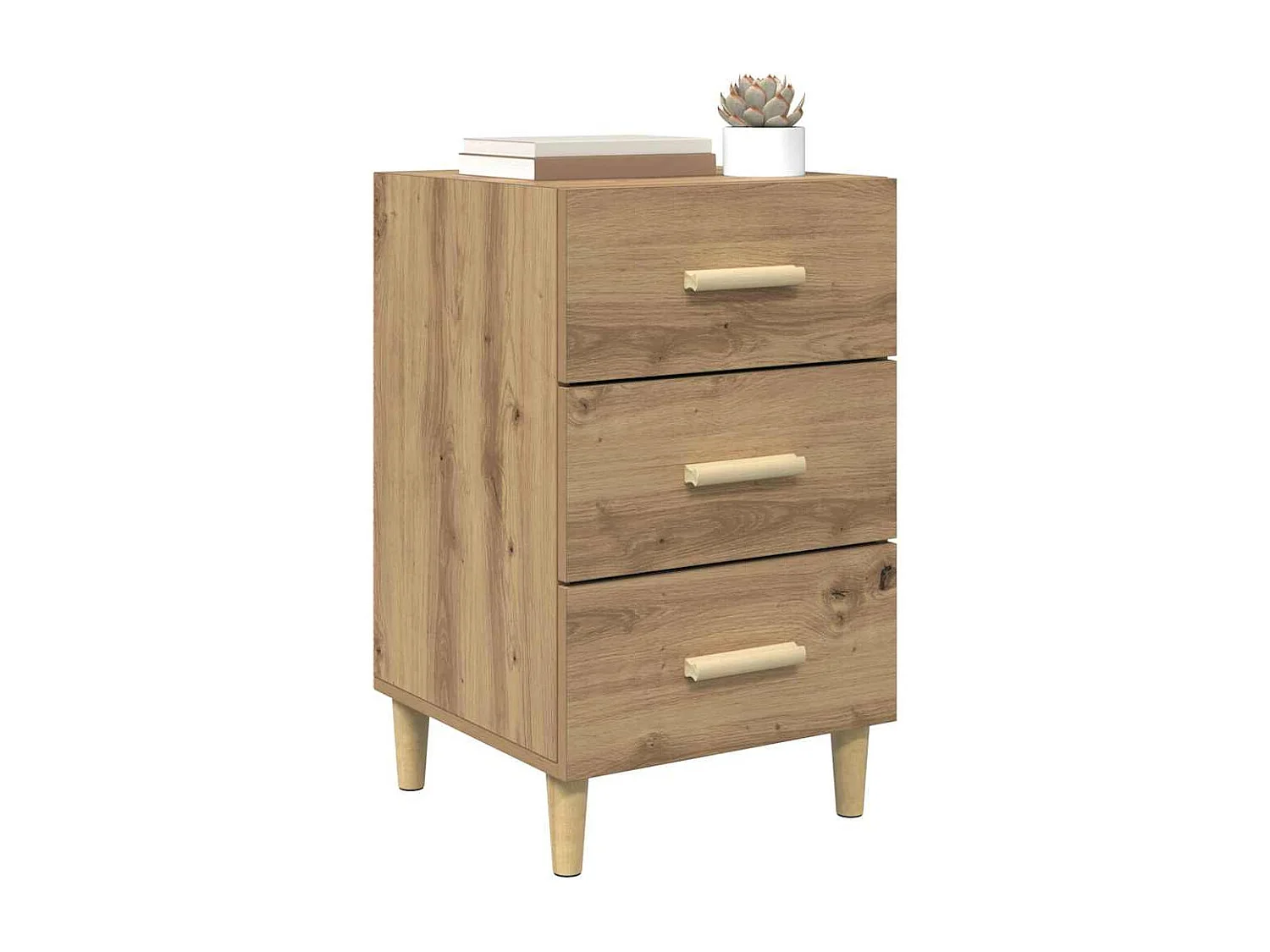 Cabinet de chevet avec tiroir chêne artisanal 40 x 40 x 66 cm