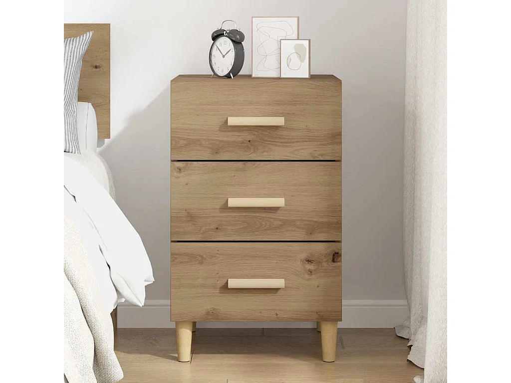 Cabinet de chevet avec tiroir chêne artisanal 40 x 40 x 66 cm