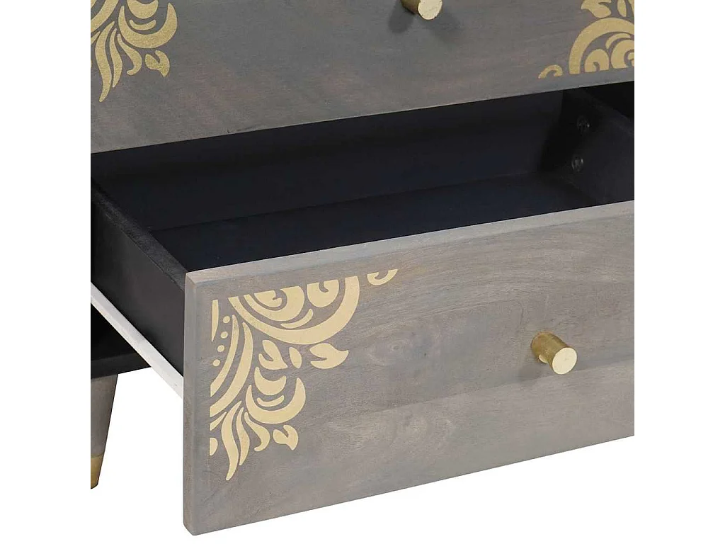 Cabinet de chevet Gris 50 x 33 x 62 cm bois de manguier massif