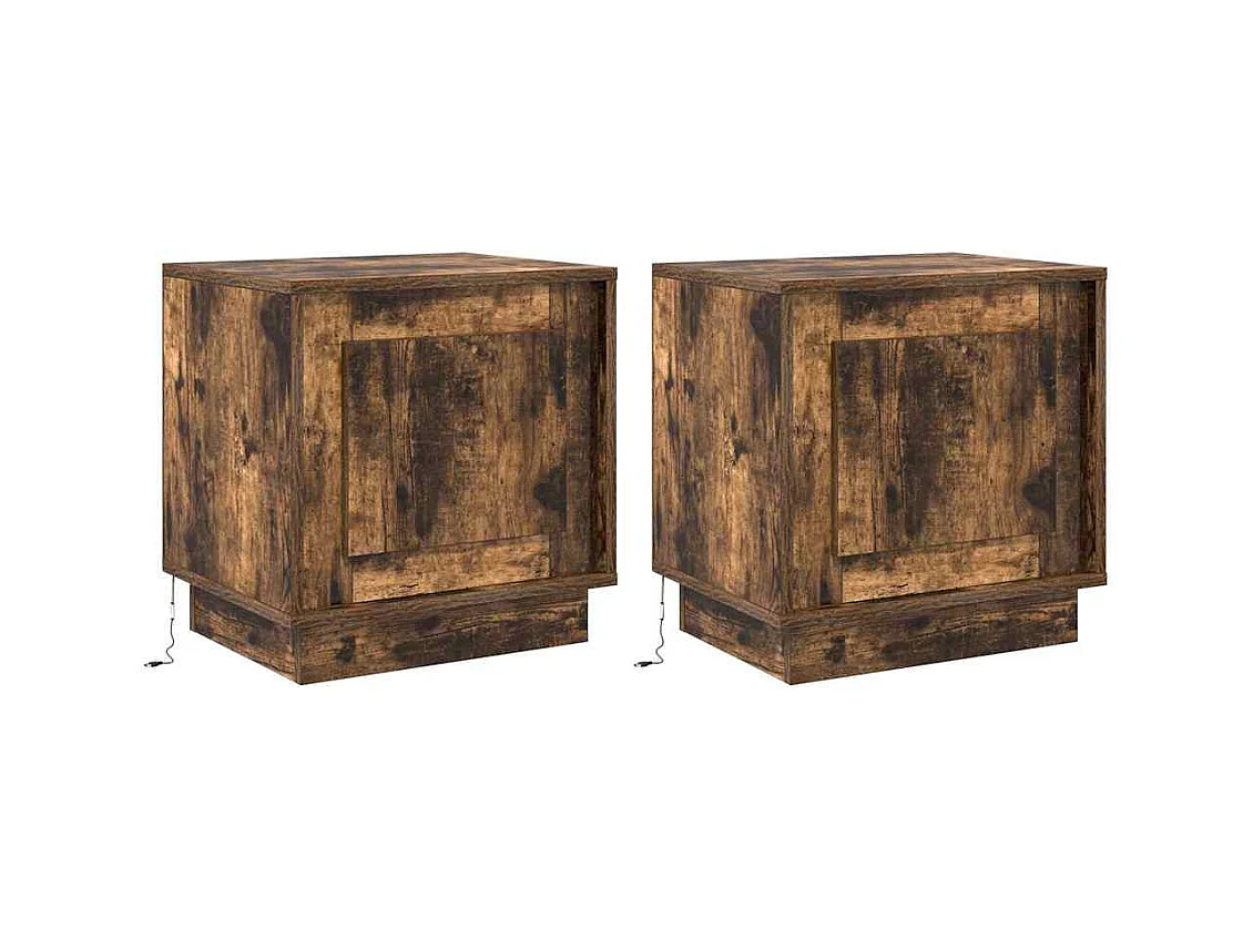 Nachtkastje met 2 stuks Gerookt eiken 44 x 34,5 x 45 cm