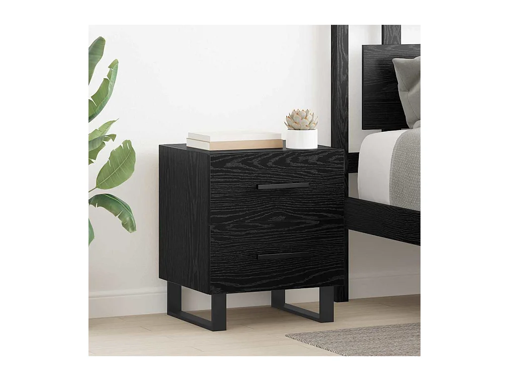 Nachtkastje met lade Zwart eiken 40 x 35 x 47,5 cm