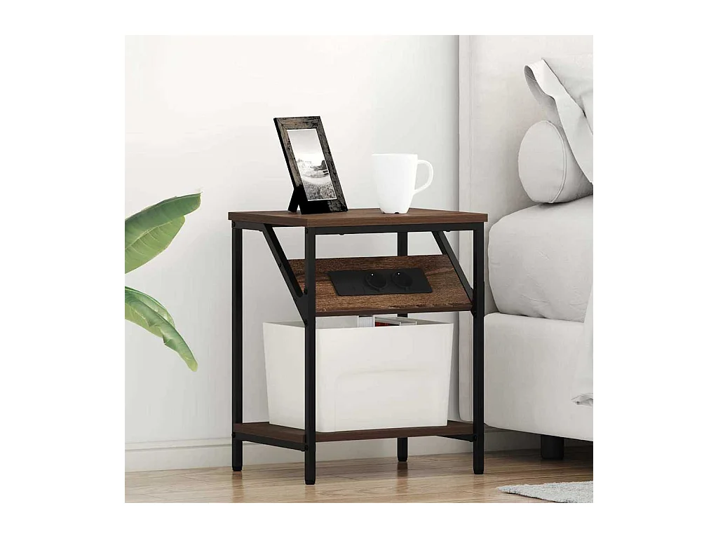 Nachtkastjes 2 stuks Bruin eiken 38 x 30 x 48 cm