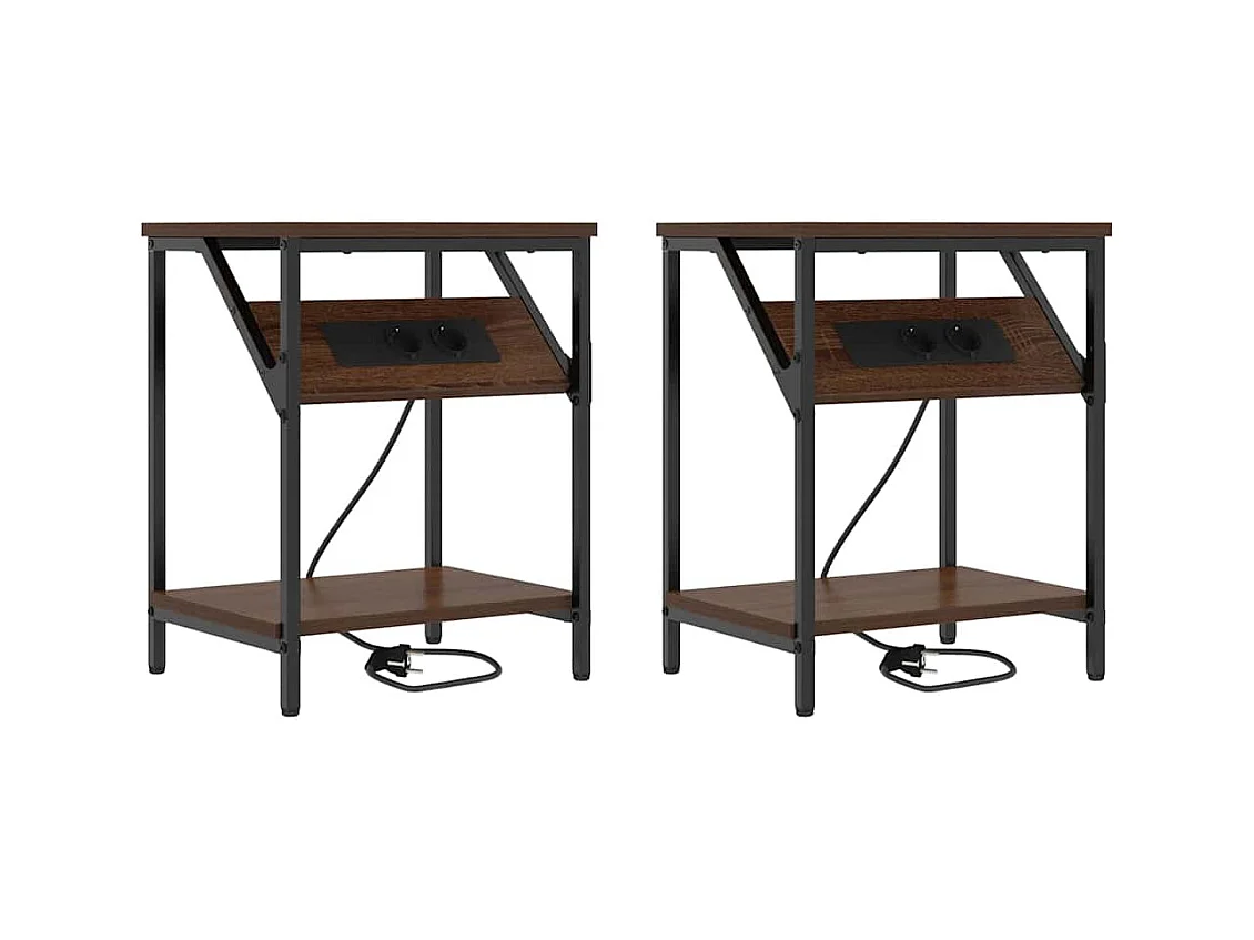 Nachtkastjes 2 stuks Bruin eiken 38 x 30 x 48 cm