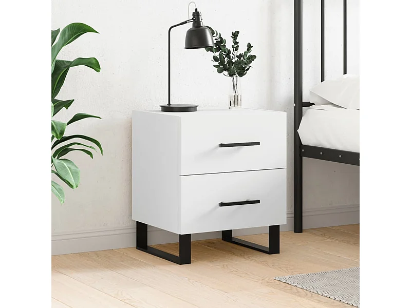 Table de chevet blanc 40x35x47,5 cm bois d’ingénierie