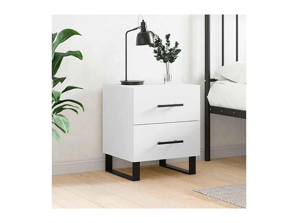 Comodino bianco 40x35x47,5 cm in legno ingegnerizzato