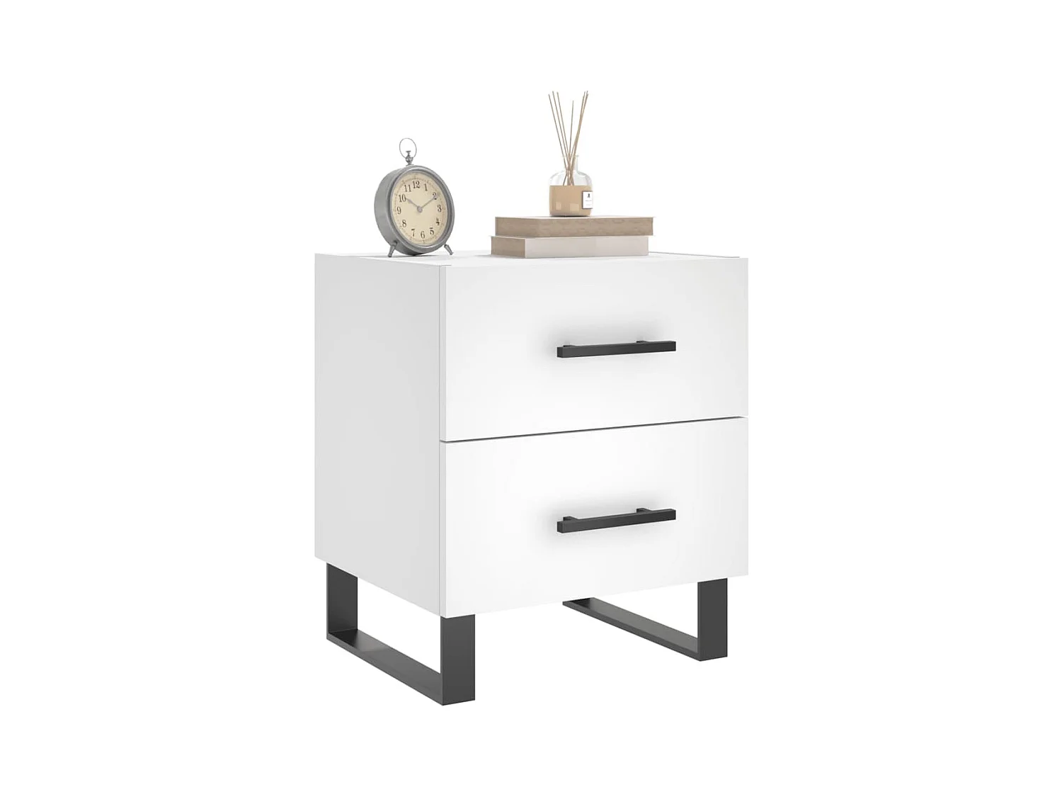 Comodino bianco 40x35x47,5 cm in legno ingegnerizzato