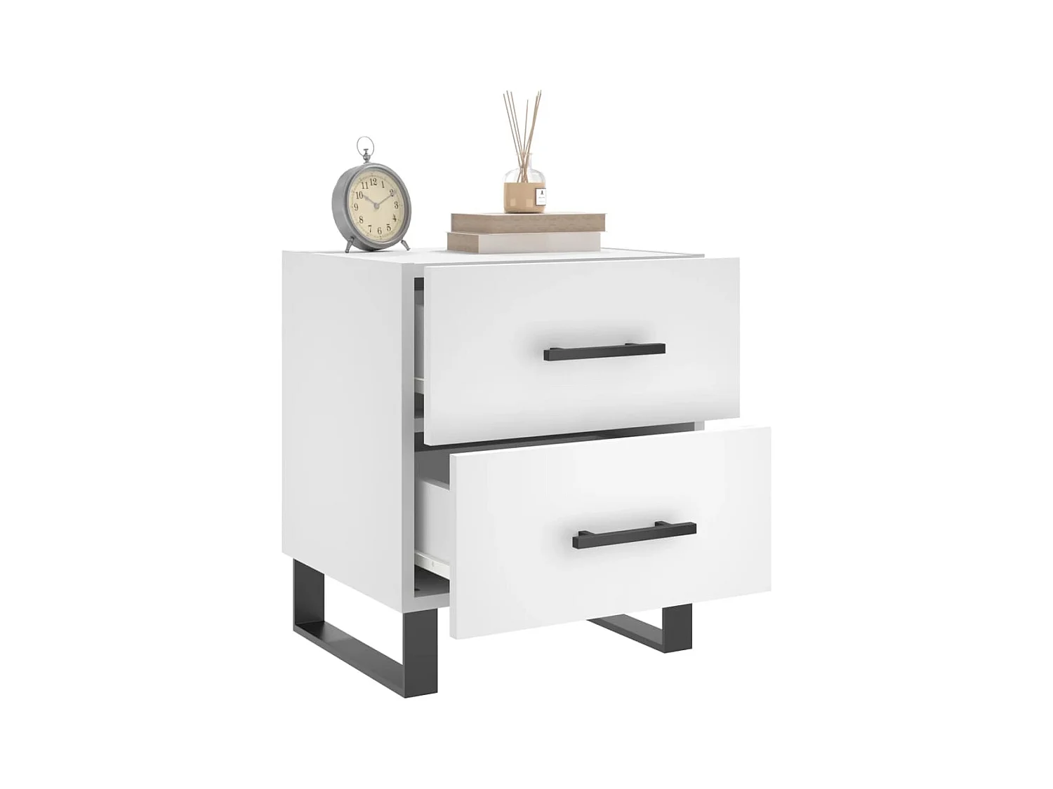 Comodino bianco 40x35x47,5 cm in legno ingegnerizzato