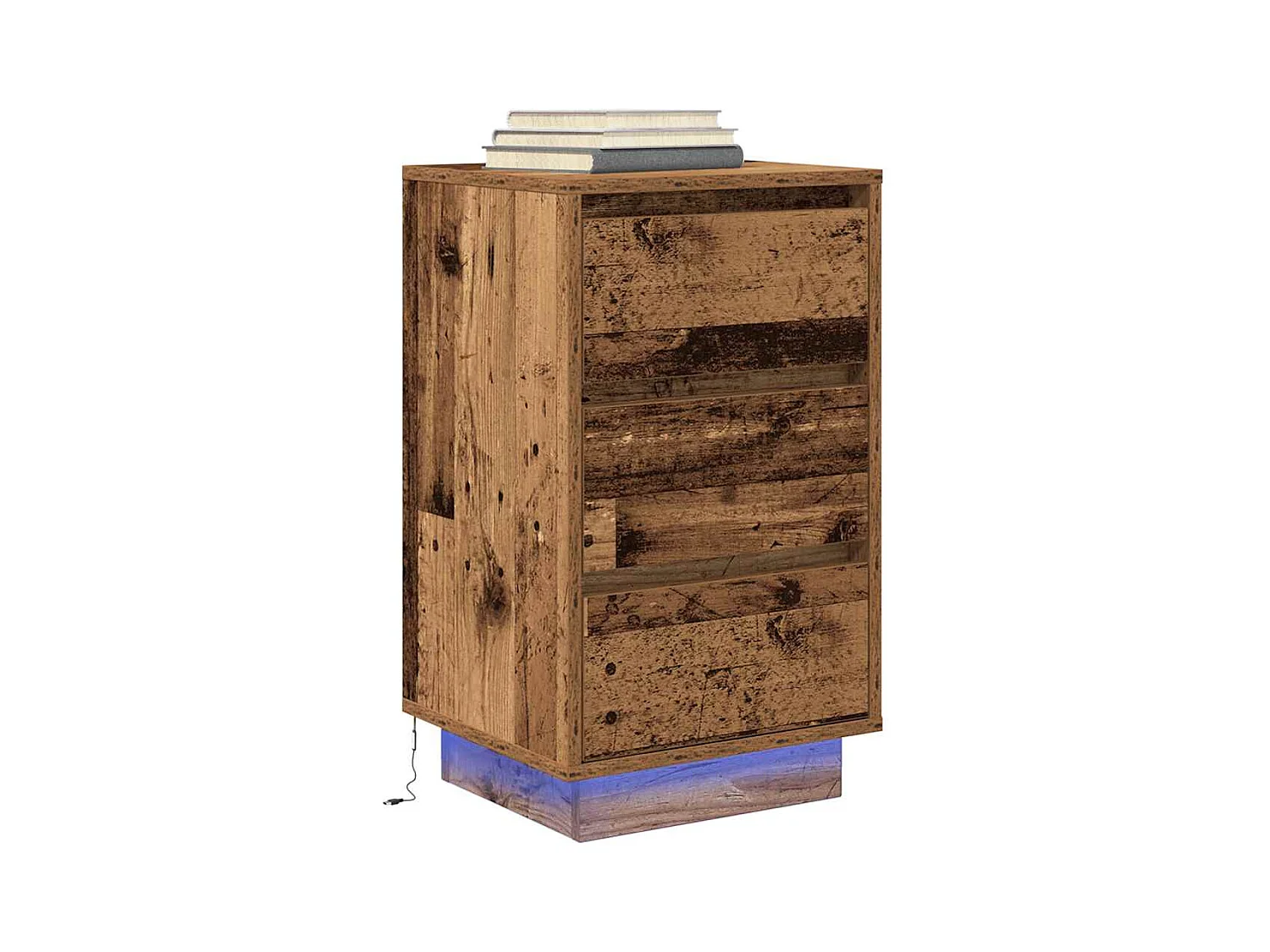 Comodino con luci a LED in legno vecchio 38x34x65 cm