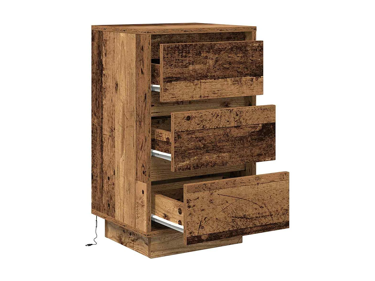 Comodino con luci a LED in legno vecchio 38x34x65 cm