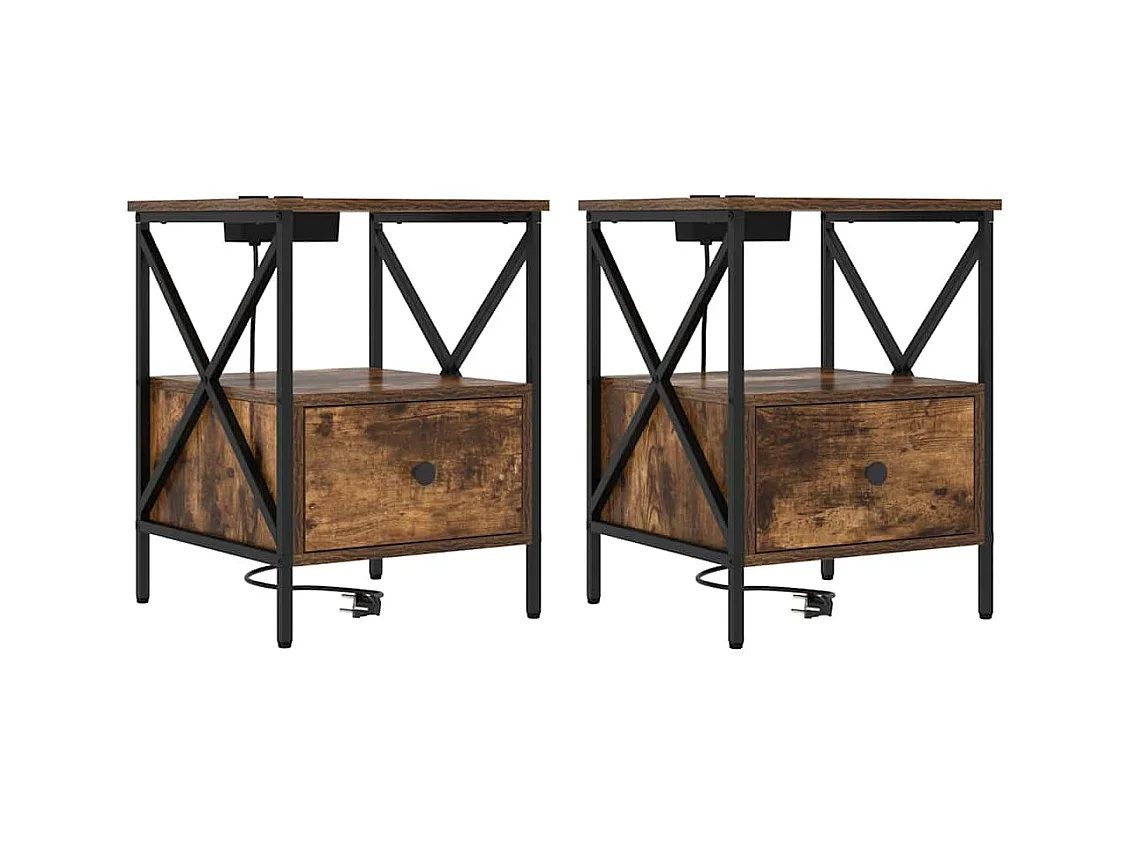 Comodino 2 pezzi Rovere affumicato 41,5 x 40,5 x 55 cm