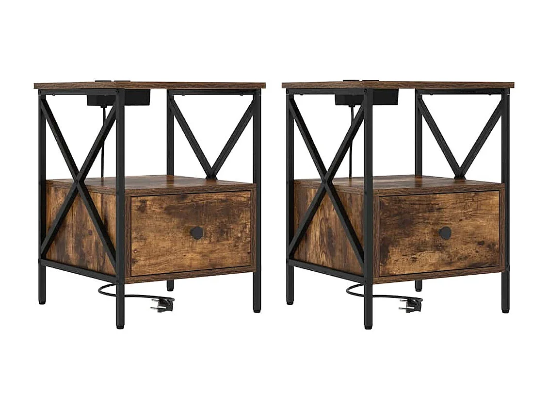 Cabinet de chevet 2 pcs Chêne fumé 41.5 x 40.5 x 55 cm