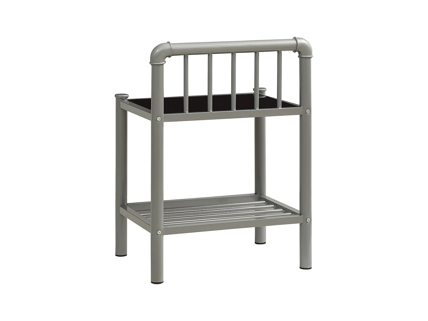 Tables de chevet 2 pcs Gris et noir Métal et verre