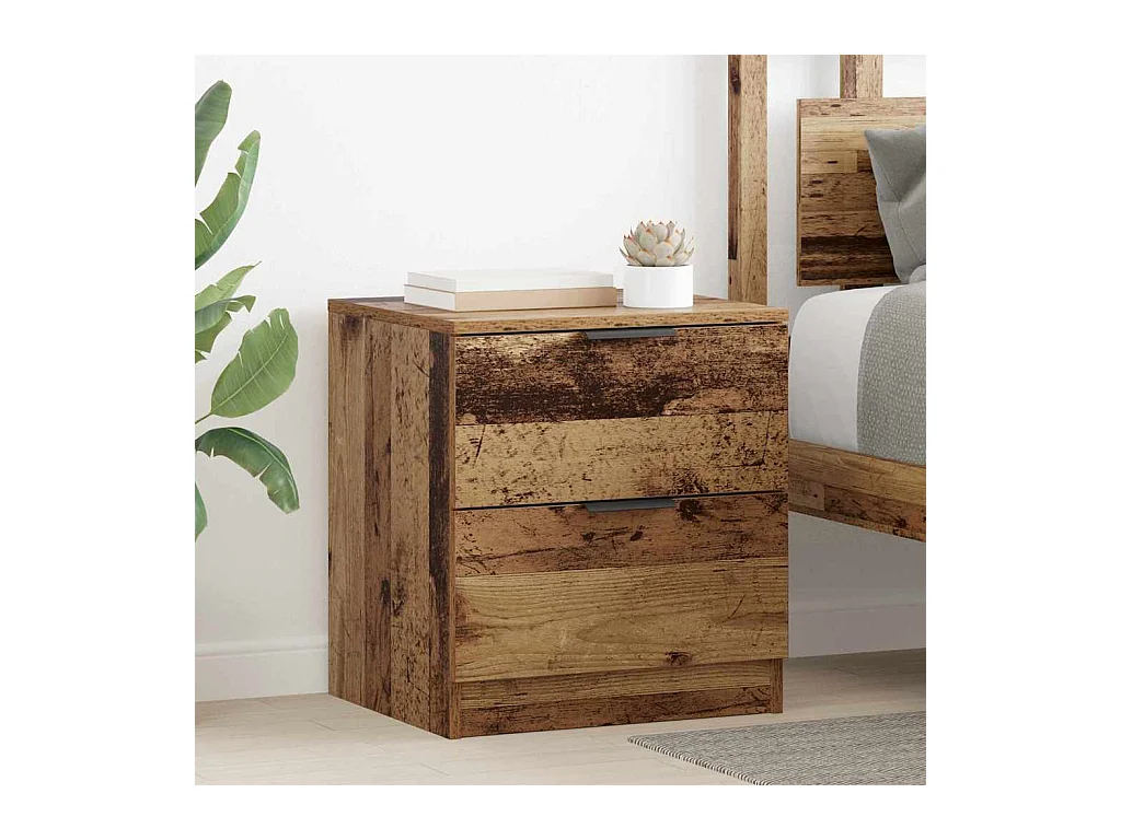 Mesilla de noche con cajón 2 piezas Madera antigua 45 x 39 x 50 cm