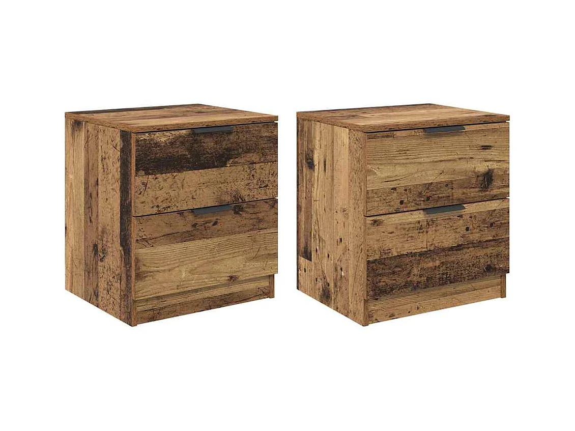 Mesilla de noche con cajón 2 piezas Madera antigua 45 x 39 x 50 cm
