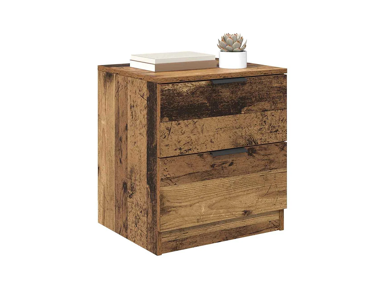 Mesilla de noche con cajón 2 piezas Madera antigua 45 x 39 x 50 cm