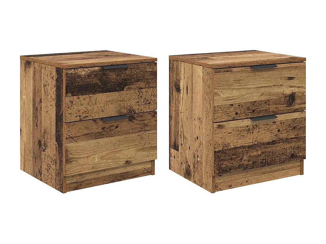 Mesilla de noche con cajón 2 piezas Madera antigua 45 x 39 x 50 cm