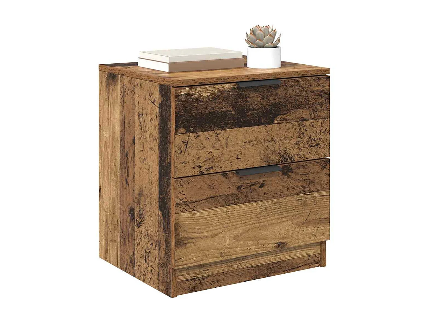 Mesilla de noche con cajón 2 piezas Madera antigua 45 x 39 x 50 cm