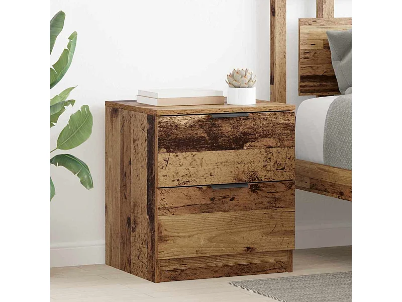 Mesilla de noche con cajón 2 piezas Madera antigua 45 x 39 x 50 cm