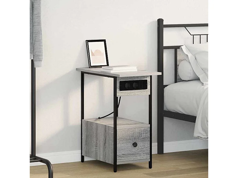 Comodino grigio Sonoma 60 x 30 x 61 cm in legno ingegnerizzato