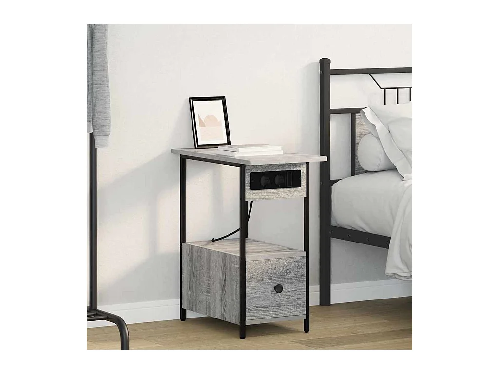 Comodino grigio Sonoma 60 x 30 x 61 cm in legno ingegnerizzato